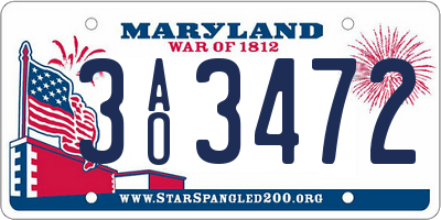 MD license plate 3AO3472