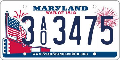 MD license plate 3AO3475
