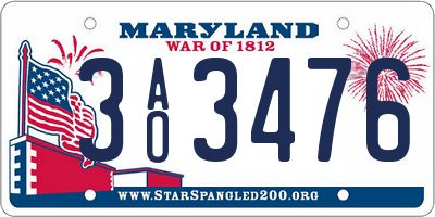 MD license plate 3AO3476