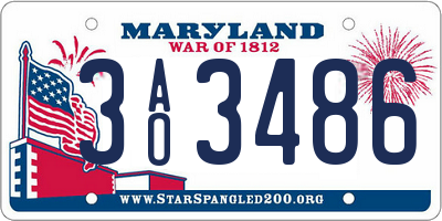 MD license plate 3AO3486