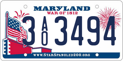MD license plate 3AO3494