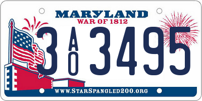 MD license plate 3AO3495
