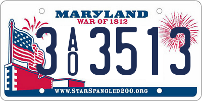 MD license plate 3AO3513