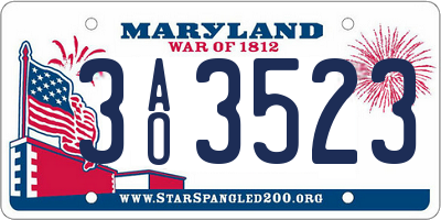 MD license plate 3AO3523
