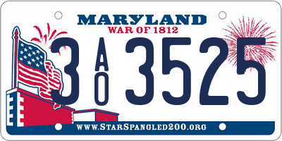 MD license plate 3AO3525