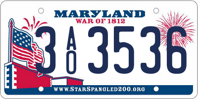 MD license plate 3AO3536