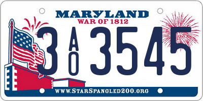 MD license plate 3AO3545