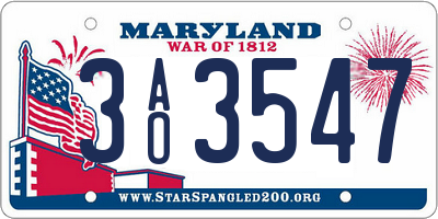 MD license plate 3AO3547
