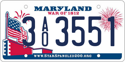 MD license plate 3AO3551