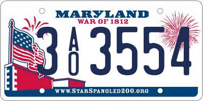 MD license plate 3AO3554