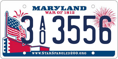 MD license plate 3AO3556
