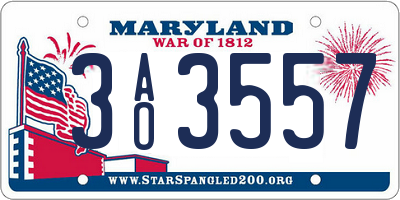 MD license plate 3AO3557