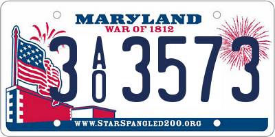 MD license plate 3AO3573