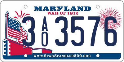 MD license plate 3AO3576