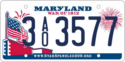 MD license plate 3AO3577