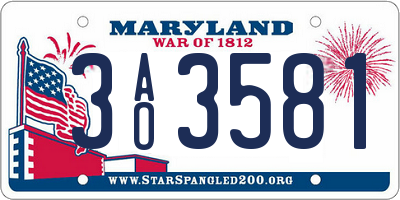 MD license plate 3AO3581