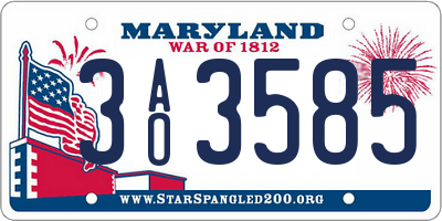 MD license plate 3AO3585