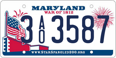 MD license plate 3AO3587