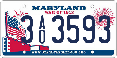 MD license plate 3AO3593