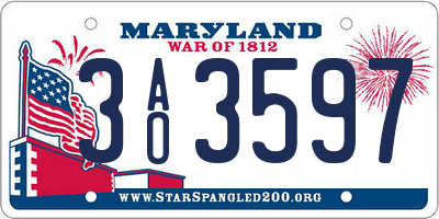 MD license plate 3AO3597