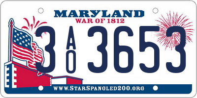 MD license plate 3AO3653