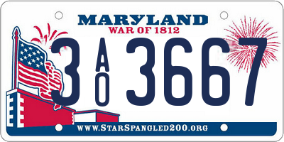 MD license plate 3AO3667