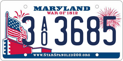 MD license plate 3AO3685