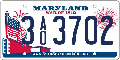 MD license plate 3AO3702