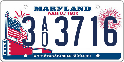 MD license plate 3AO3716