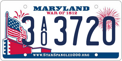 MD license plate 3AO3720