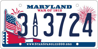MD license plate 3AO3724