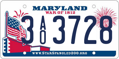 MD license plate 3AO3728