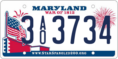 MD license plate 3AO3734