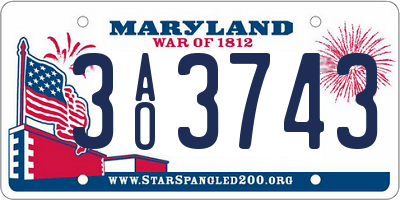 MD license plate 3AO3743