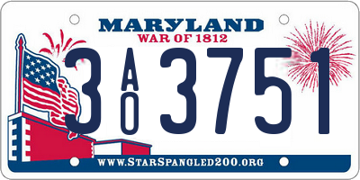 MD license plate 3AO3751