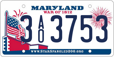 MD license plate 3AO3753