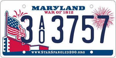 MD license plate 3AO3757