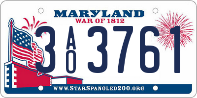 MD license plate 3AO3761