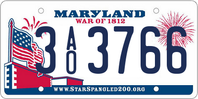 MD license plate 3AO3766