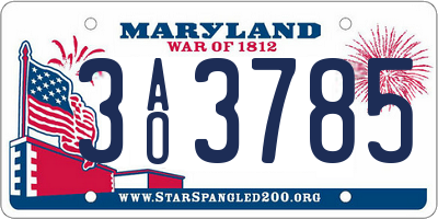 MD license plate 3AO3785