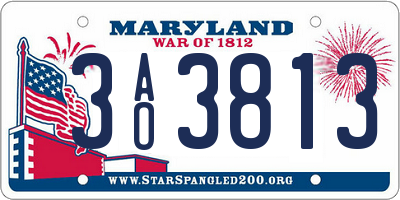 MD license plate 3AO3813