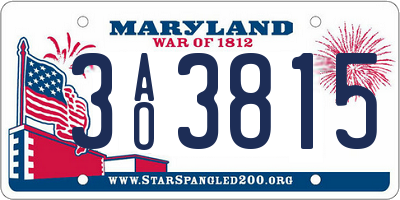 MD license plate 3AO3815