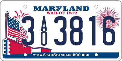 MD license plate 3AO3816
