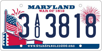 MD license plate 3AO3818