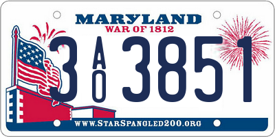MD license plate 3AO3851