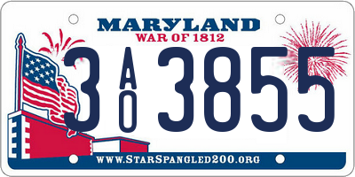 MD license plate 3AO3855