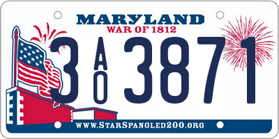 MD license plate 3AO3871