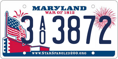 MD license plate 3AO3872