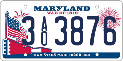 MD license plate 3AO3876