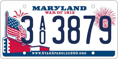 MD license plate 3AO3879